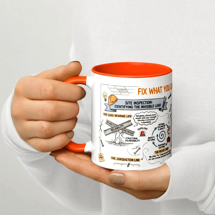 Coffee mug featuring the Fix What You Can. Release The Rest. ladder logo